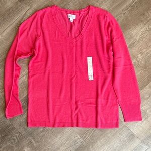 Croft & Barrow Vibrant Pink V-Neck Sweater